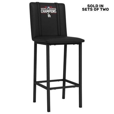 Dreamseat Bar Stool 500 with Los Angeles Dodgers 2020 Championship Logo, 2PK XZ500BSDBLK-PSMLB21043A